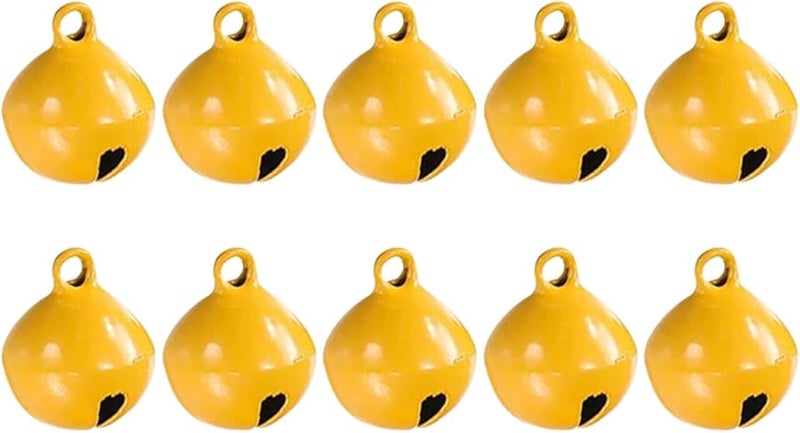 Yellow 10Pcs 14mm Jingle Bells For DIY Keychains Jewelry Pet Festival Decorations - Image 1